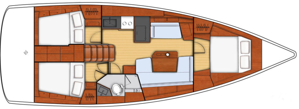 The three cabin with single head configuration.