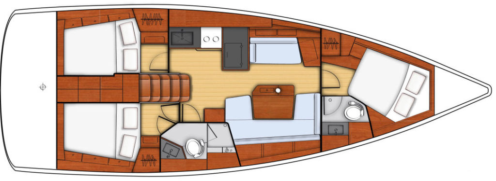 The three cabin with dual head configuration.